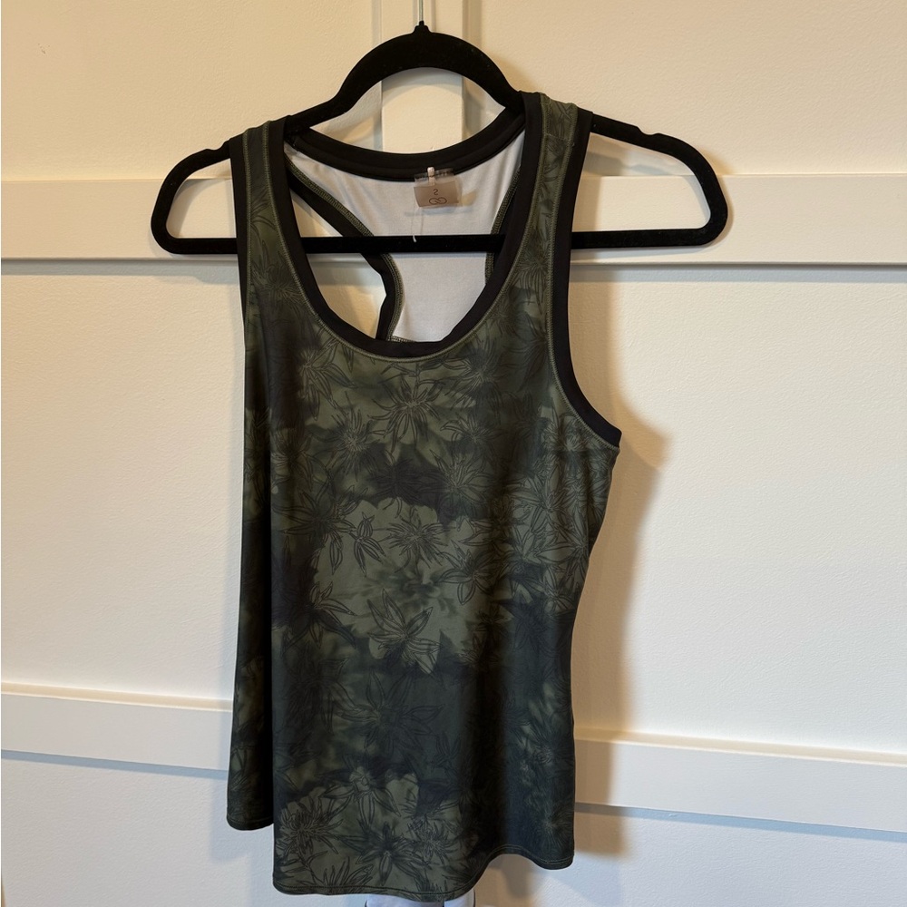 CALIA by Carrie Underwood Olive Floral Tank Top